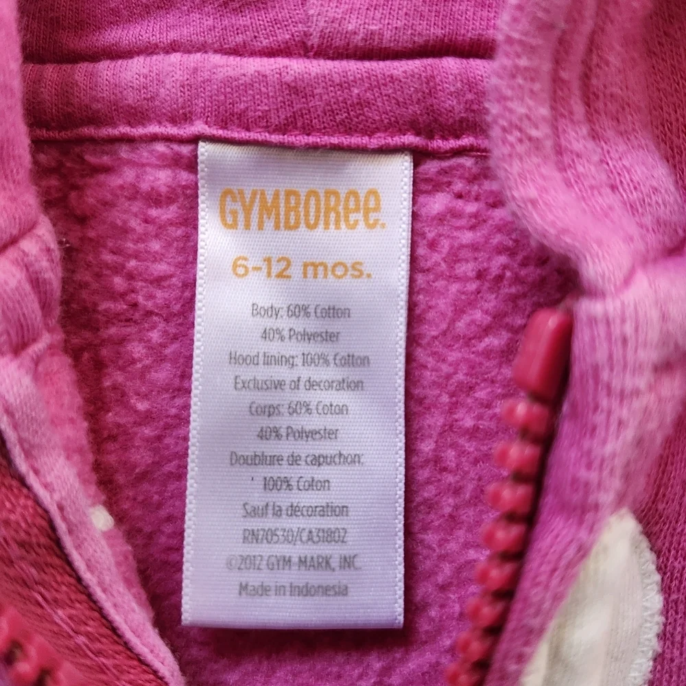 Gymboree Pink Hoodie with White Flower 6-12 Months